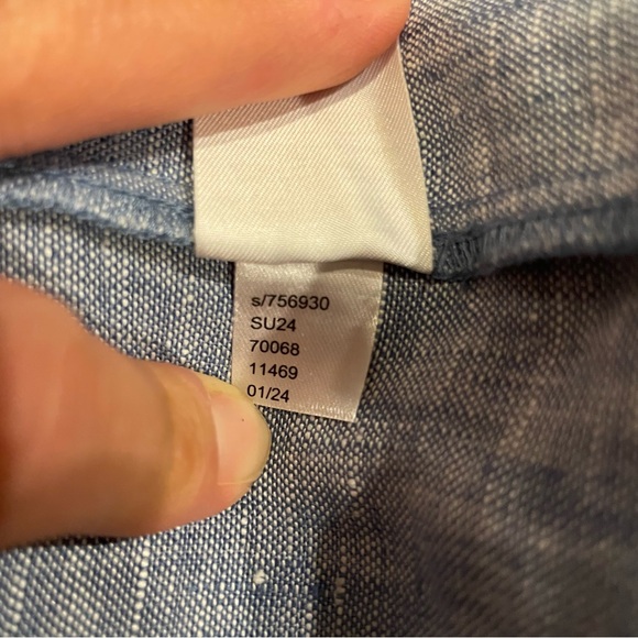 LOFT Chambray Linen Pocket Sheath Dress | Size 2 - Picture 9 of 12